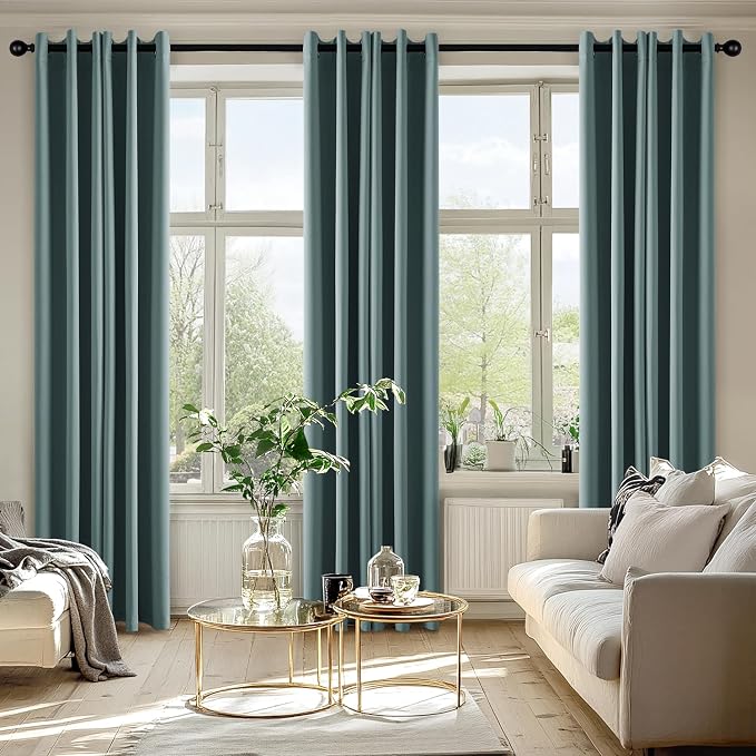 MIULEE Blackout Curtains for Bedroom 2 Panels 40 x 84 Inch Long Dusty Blue | Thermal Insulated, Living Room Darkening Grommet Drapes, Noise Reducing, Light Blocking Window Treatments