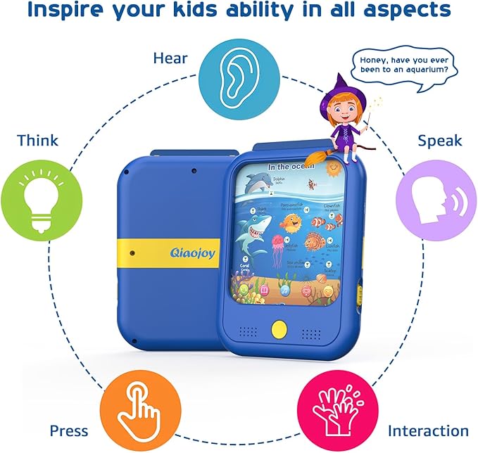 Kids Learning Tablet Educational Learning Pad for Toddlers 2-5 to Learn Alphabets, Numbers, Foods, Time, Music, Vehicles,Jurassic Park, Tablet Toy for Toddlers Ages 2 3 4 5 6 Years Old