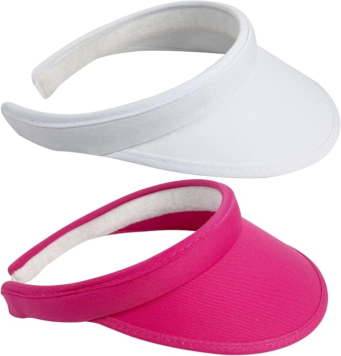 2 Pack Sun Visor Hats Women Men Clip On Wide Brim Visors Hat Outdoor Sports Golf Beach Travel Tennis Caps