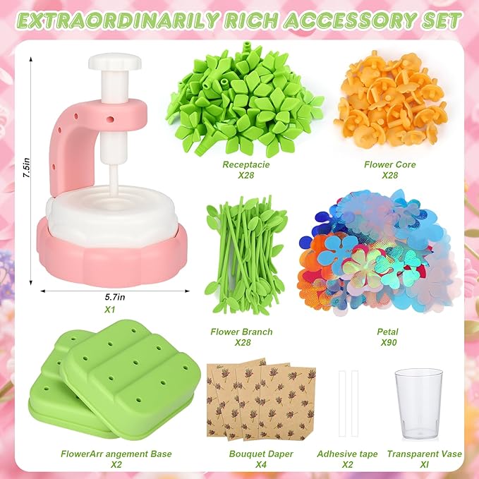 Vodolo DIY Fabric Flower Bouquets Toys for Girls Ages 4-8,Flower Making Kit Thanksgiving Christmas Arts and Crafts Kits for Kids 4-6,Toddler 4 5 6 7 8+ Year Old Girl Christmas Gifts Ideas Trendy 2025