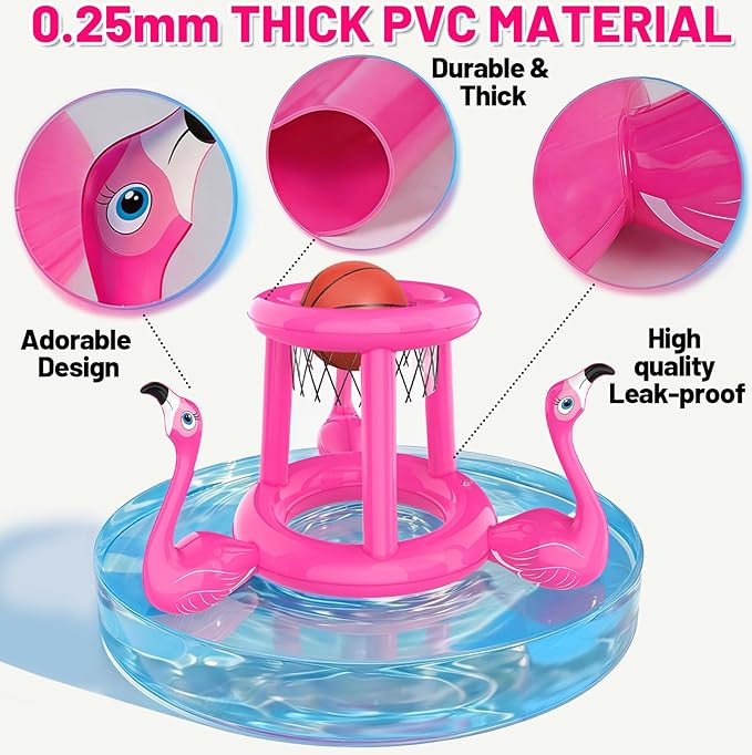 Uniqhia Pool Floats Toys Set, 2-in-1 Floating Basketball Hoops & Pool Ring Toss, Fun Summer Water Games for Kids Ages 8-12