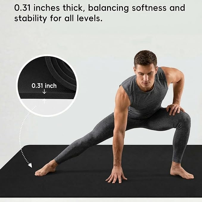 Extra Large Yoga Mat for Men, 79"x40"x8mm Thick, Oversized Non-Slip TPE Workout Mat for Home Gym, Lightweight (3.5 lbs) Anti-Tear Fitness Exercise Mat for Tall Users