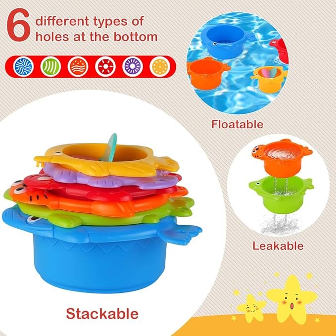 Bath Toy Set for Kids Toddlers Baby Bath Toys Fun Educational Floating Bathtub Playtime Accessories Gift Bath Toy