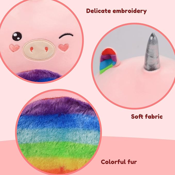 Easfan 13'' Rainbow Unicorn Plush Pillow Soft Unicorn Plush Toy Cute Stuffed Animal Home Room Decoration Birthday Valentine Gifts