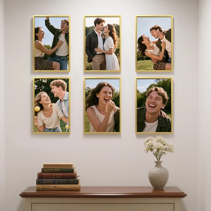 upsimples 11x17 Poster Frame, Easy Slide-In Assembly, Gold, 3 Pack | Gallery Wall 11 x 17 Picture Frames Set for Family, Wedding, Christmas, Easy to Change Photos
