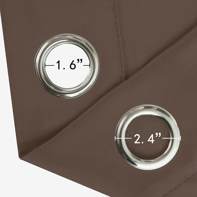 LEMOMO Chocolate Brown Blackout Curtains 34 x 63 Inch Length/Set of 2 Curtain Panels/Thermal Insulated Room Darkening Blackout Curtains for Bedroom