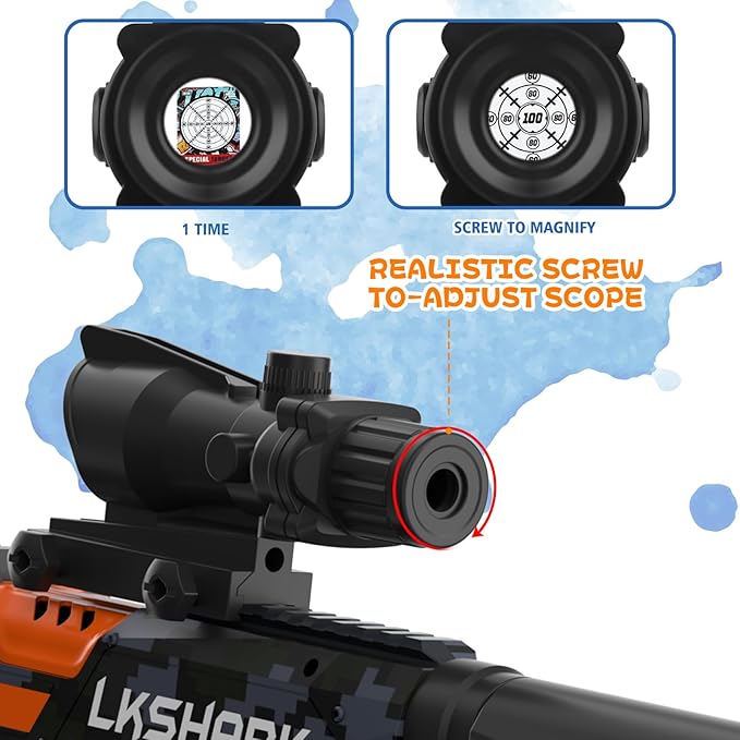 Automatic Toy Foam Blaster with Scope, Electric Toy Gun Dart Blaster with 120 Foam Darts for Nerf Guns, IR, Flashlight, Goggles, Air Pocket Technology Outdoor Shooting Game Kids Toys for 8-12 -Black