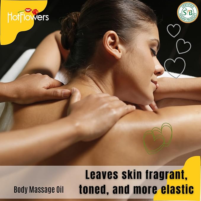 HOT FLOWERS Ylang-Ylang Body Massage Oil Set for Moisturizer and Nourish The Skin – Women and Couples - 4.5 fl oz