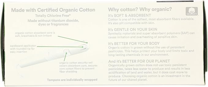 365 by Whole Foods Market, Tampons with Cardboard Applicators, Super Absorbency, Made with Organic Cotton, Unscented, 14 Count