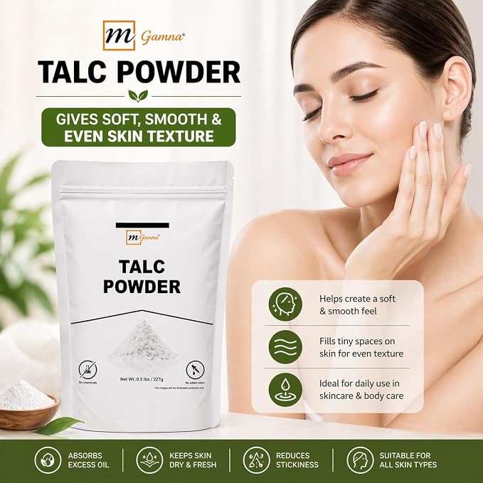 100% Natural Talc Powder for Facial Make-up, Absorption, Lubrication, and Multi-Purpose 0.5 LBS / 227 GMS