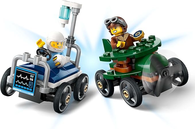 Lego 60459 City Airplane to Hospital Bed, Race Car Pack, Toy, Birthday, Present, Blocks, Educational Boys, Girls, Children, 5, 6, 7, 8 Years, Vehicle, Car, Mini Car, Toy
