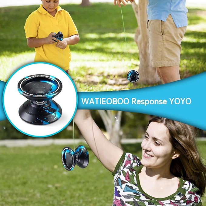 WATIEOBOO Metal Yoyo Responsive Yo yo for Beginner, Unresponsive Dual-Mode Trick Yoyos for Adults, Competition-Ready with Gloves, Case & 10 Strings