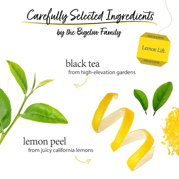 Bigelow Tea Lemon Lift Black Teabags Box, Caffeinated, 20 Count, Pack of 6