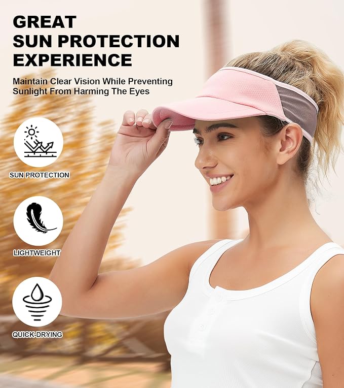 Sun Visor Hats Lightweight Stretchy for Running Tennis Golf | Portable,Mesh breathable,Quick-dry,Cooling Visor Hat,Stretch Fit,For Outdoor Sport Pickleball,Beach Volleyball