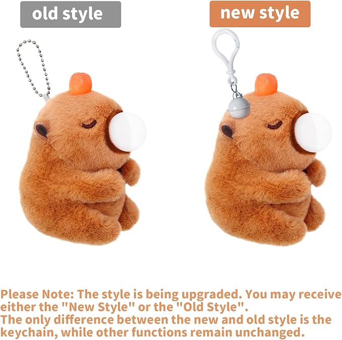 Cute Capybara Plush Toy with Bubble Capibara Stuffed Animal for Back to School Gifts, Keychain & Backpack Charm, Desk Decor, Birthday Party Favor, Stress Relief Toys for Kids Aduts (Style A)