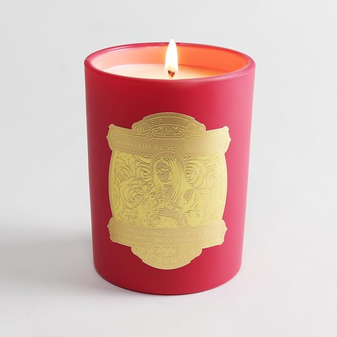 SAINT Therese of Lisieux Scented Candle with Prayer and Prayer Coin | Saint of Missionaries - Soy Coconut Aromatherapy Candle with 80 Hour Burn Time, Special Edition