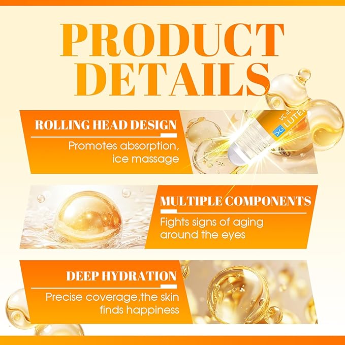 3PCS Lutein Eye Essence Oil, New Upgrade VC Lutein Anti-Wrinkle EyeSerum, Ruy Eye Oil 𝐯𝐜, Improve Eyes Bags Dark Circles for Women Men