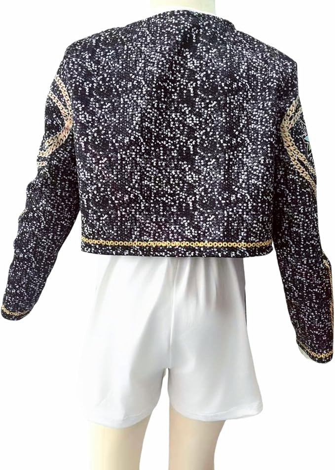 Rumi Golden Costume Kids, Kpop Girls Halloween Cosplay Outfit 3PSC Set Include Jacket T-Shirt Shorts