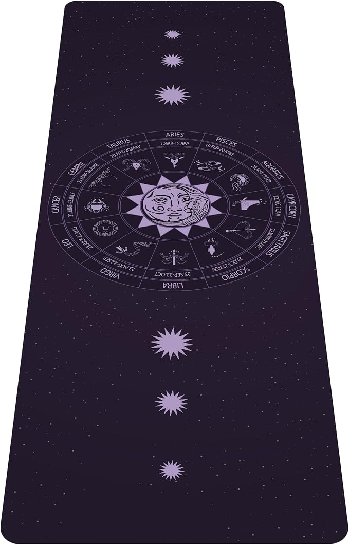 nuveti Printed Travel Yoga Mat-1/16 Inch Thick Non Slip Fitness Workout Mat with Carrying Bag, Foldable Lightweight Suede & Natural Rubber Yoga Mat for Yoga Pilates and Fitness 72" L x 24" W x 1.5mm