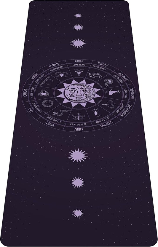 nuveti Printed Travel Yoga Mat-1/16 Inch Thick Non Slip Fitness Workout Mat with Carrying Bag, Foldable Lightweight Suede & Natural Rubber Yoga Mat for Yoga Pilates and Fitness 72" L x 24" W x 1.5mm