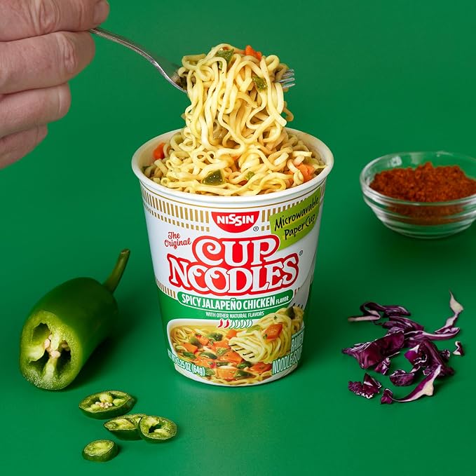 Nissin Cup Noodles, Spicy Jalapeno Chicken (Pack of 12) | Ramen Noodle Soup