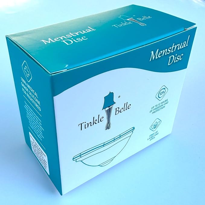 Tinkle Belle Reusable Menstrual Disc| Tampon, Pad, and Cup Alternative | Up to 12 Hour use | Comfortable | Includes Carrying Pouch and Cleaning Brush