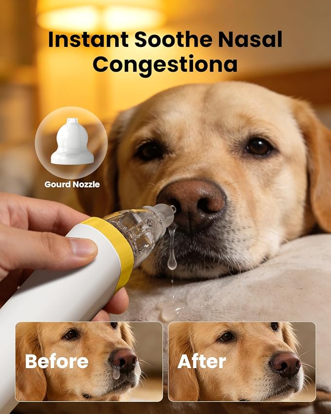 GROWNSY Electric Nasal Aspirator for Pet, Whisper-Quiet Nose & Ear Suction for Dogs, Cats, Puppies & Kittens, Adjustable Suction, Food-Grade Silicone, Relieve Congestion, Clear Milk, Clean Ears