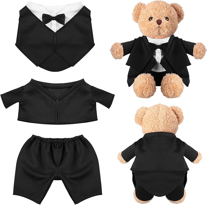Set of Tuxedo Outfit, Bear Clothes Suitable for 13-15 Inch Stuffed Animal Clothes, Bear Accessories for Your Own Stuffed Animals on Weddings