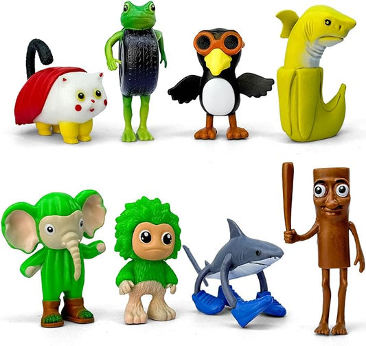 8Pcs Italian Brainrot Action Figures,Tralalero Travala Toy Set Tralalero Travala,Tung Tung Tung Sahur, Brr Brr Patapim - Brainrot fidget Toys,Decorations Gifts for Office Room Figurine Decor (8PCS-G)