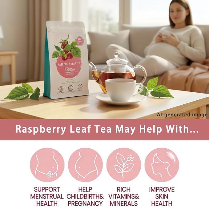Samcci - Raspberry Leaf Tea Bag, 40 Teabags - Natural Pregnancy Tea - Pure Red Raspberry Leaf Herbal Tea - Help Childbirth & Support Menstrual - Non-GMO - Caffeine-free