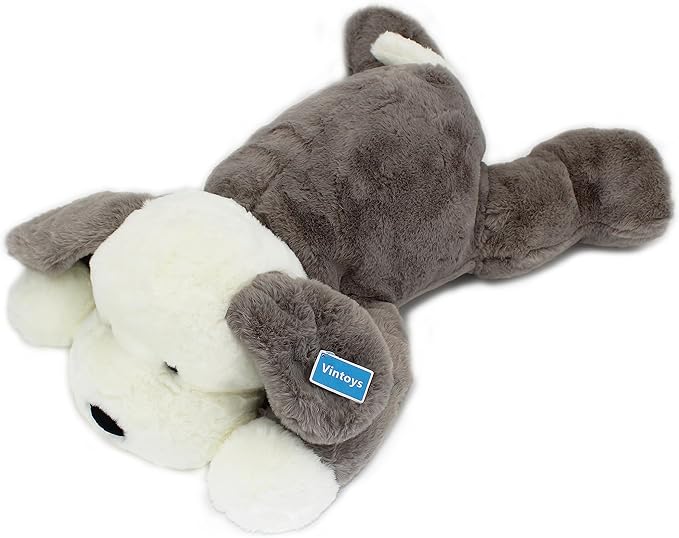 Dog Hugging Pillow Big Soft Plush Puppy Stuffed Animal for Kids and Adults Gray 26"