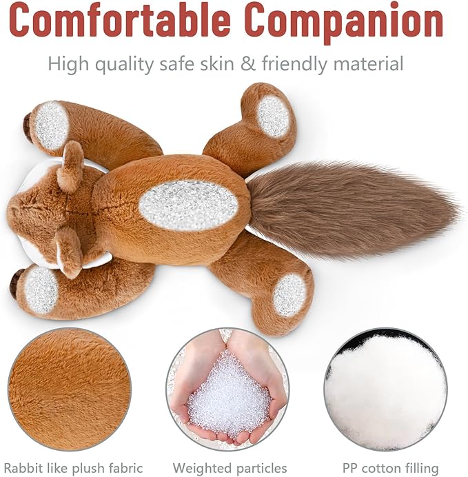 Niuniu Daddy 20" | 3.3 Pound Squirrel Weighted Stuffed Animals for Kids Adults, Large Squirrel Weighted Beads for Body Pillow for Sleeping, Soft Plush Toy for Birthday Christmas Holiday Presents