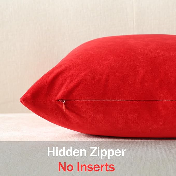 Lumbar Pillow Covers 12x20 Christmas Red: Pack of 2 Cozy Soft Velvet Rectangular Modern Luxury Decorative Throw Pillow Cases for Sofa Couch Living Room Bed Home Decor
