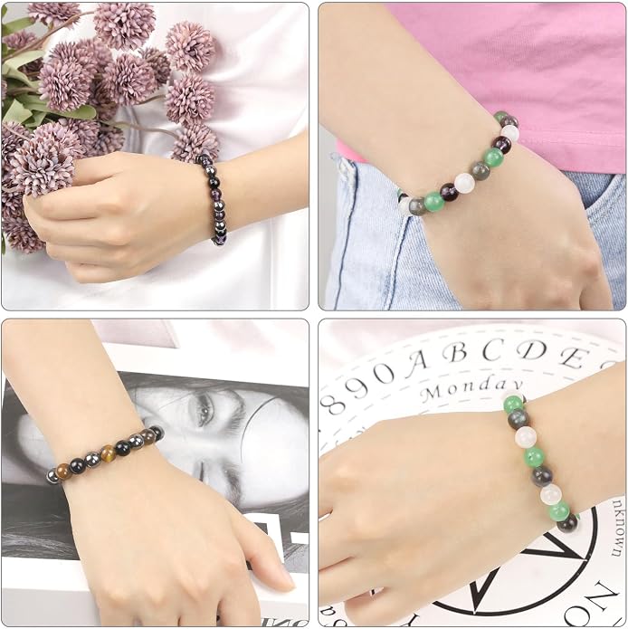 MAIBAOTA Healing Crystal Bracelet for Women Empath Protection & Safe Travel & Anxiety Relief Bracelet - New Beginnings Lucky Charms for Travel/New Job/Next Chapter