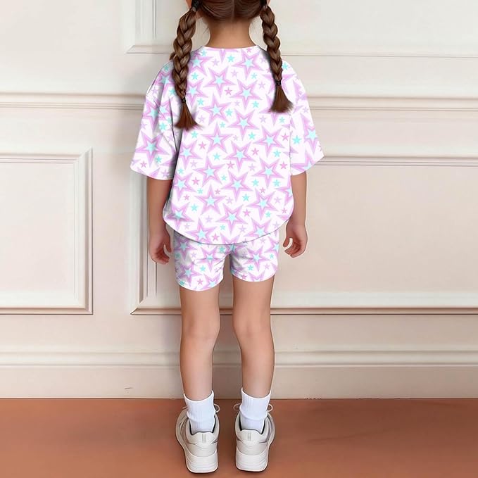 K-POP DEM0N Hunters Outfits for Girls, 2 Piece T-Shirts and Apparel Sets Birthday Gift