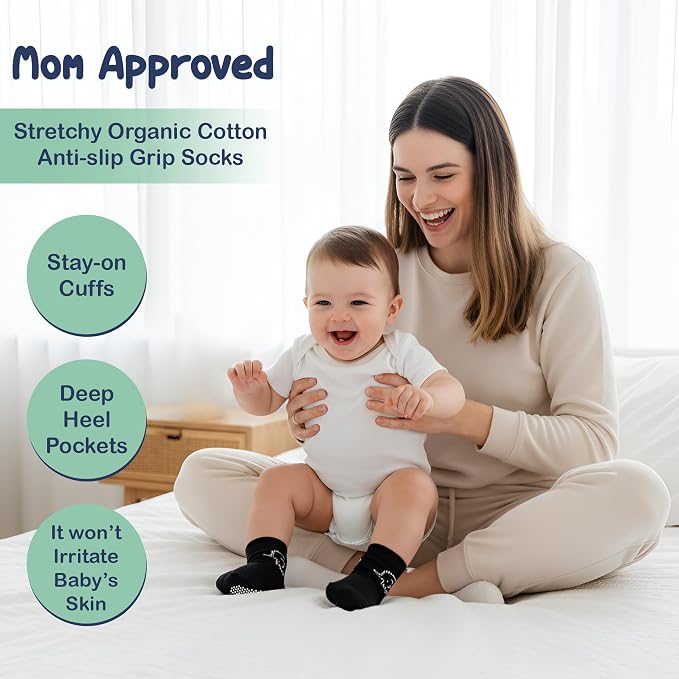 Mother's Choice Organic Cotton Baby Socks 6-12 Months - 12 pairs Soft and Cozy Girls and Boys Sock, Gentle Newborn Socks, Ideal For Baby Registry Infant Footwear and Little Feet Comfort