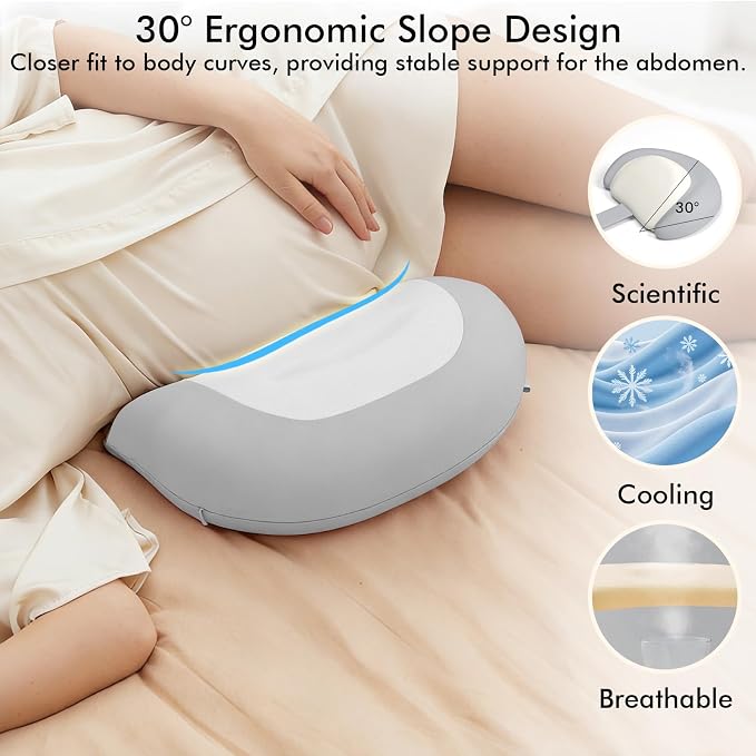 Pregnancy Pillows for Sleeping, Memory Foam W Shaped Maternity Pillow for Pregnant Women, Adjustable Travel Pregnancy Wedge Pillow with Cooling Removable Washable Cover, Support for Belly, Back(Grey)
