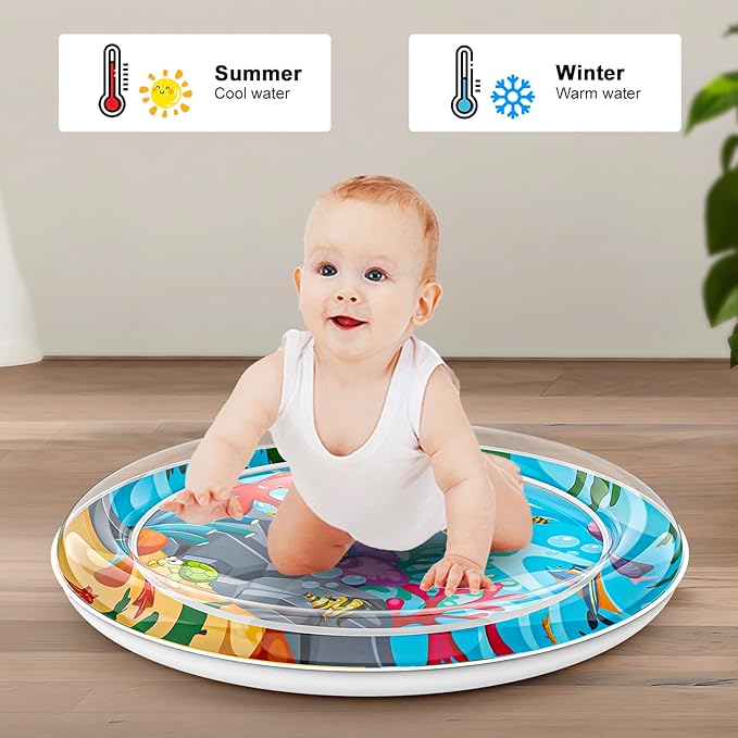 Inflatable Cat Dog Baby Water Mat Toy, [Newly Upgraded, 2 Layers Thickened] Premium Anti-Scratch Leak Proof Mat, with Floating Fish for Indoor Kitten Cats & Kids to Swatting Exercise Hunting (Octopus)