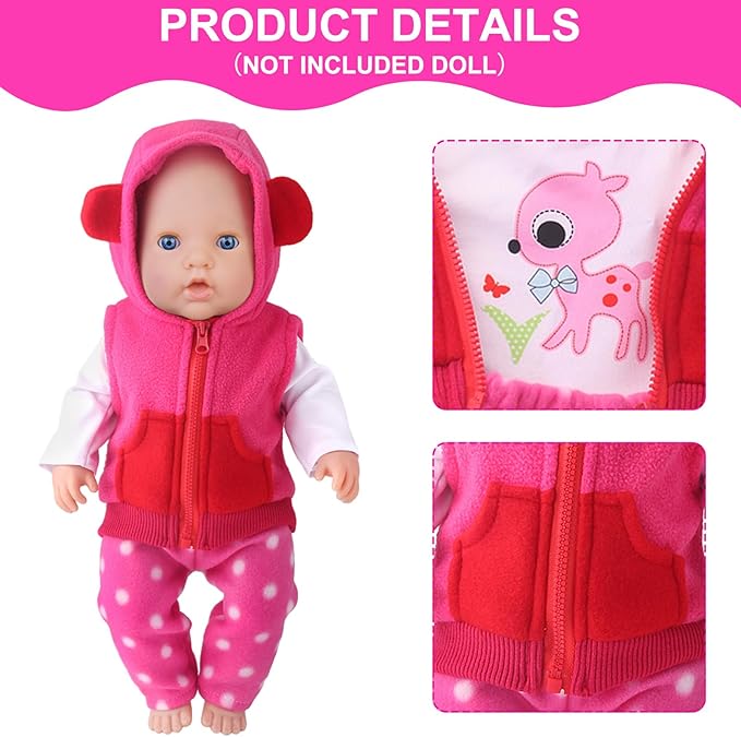 UNICORN ELEMENT 9PCS 16-18 Inch Baby Doll Clothes Set - Magic Tape Design Cute Outfits for Baby Dolls with Hat & Socks, 3+ Age Pretend Play Costumes to Boost Creativity (No Doll Included)