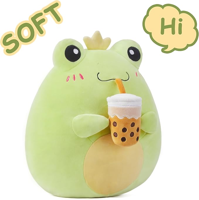 Large Frog Plush Pillow Stuffed Animal Toy,Big Size Cute Soft Toys 13" Fat Kawaii Hugging Pillows Cuddle Huggable Plushie,Gift for Kids