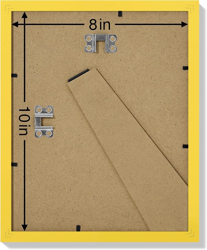 Vittanly 8x10 Picture Frames Set of 9 for Wall or Tabletop Display, Yellow | Display Pictures 5x7 with Mat or 8x10 without Mat, Small Photo Frames, Engineered Wood with Shatter Resistant Plexiglass
