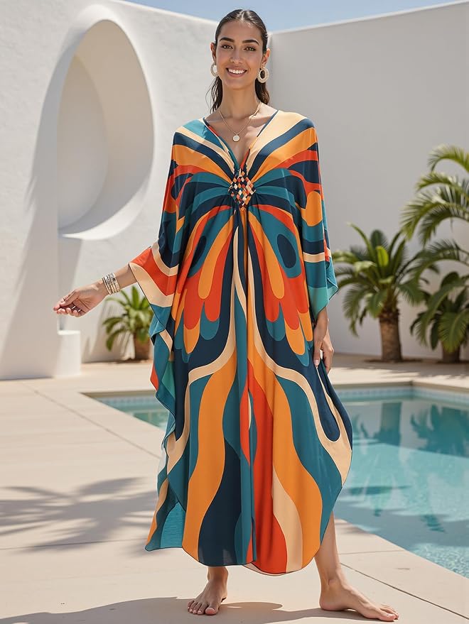 Mumu Dresses for Women Plus Size, Bohemian Kaftan Beach Cover Up Long Maxi Nightgown Soft Loungewear