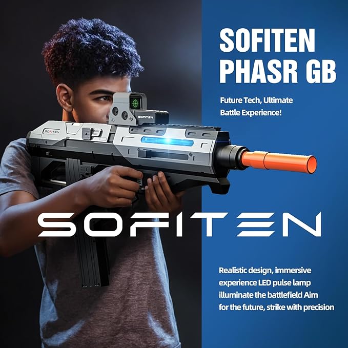 Automic Gel Ball Blaster High Speed of 180+FPS Gel Gun Blaster with Stylish Running Lights Rounds Electric Toy Gun Easter Birthday Gifts for Age 14+
