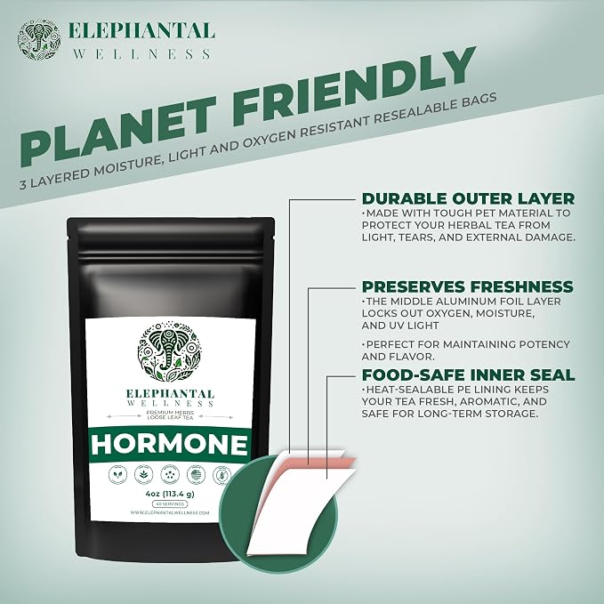 Hormone Support Herbal Tea for Women – Ashwagandha, Vitex, Dong Quai, Shatavari & Raspberry Leaf – Supports Balance, Calm & Daily Wellness – Caffeine-Free, Non-GMO Loose Leaf Tea, 4oz (40 Servings)