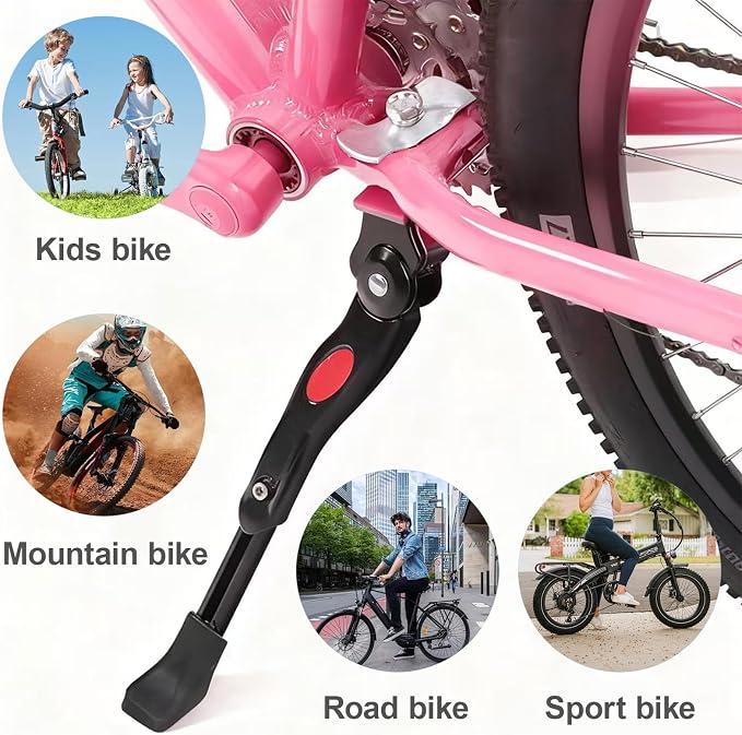 Kickstand for Kids Bike, Adjustable Premium Bike Kickstand for 16 18 20 Inch Wheels, Upgraded Aluminum Alloy Center Mount Stand for Children's Mountain and Road Bicycles.