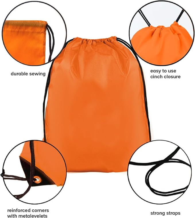 Drawstring Backpack Bulk 50 packs Draw String Backpack Bags DIY Gym Sports trip Traveling Yoga ride Pedestrianism Cinch Bag Sackpack Drawstring (orange)
