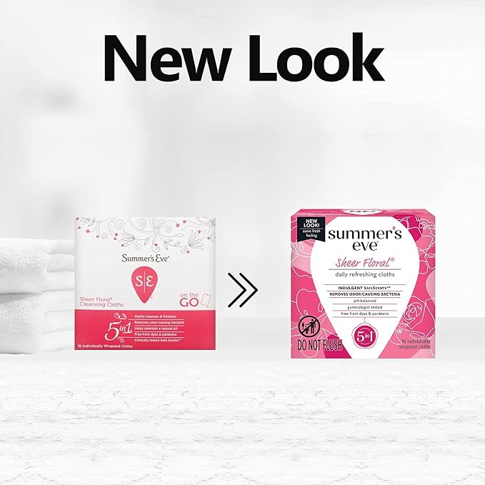 Summer's Eve Eve Cleansing Cloths for Sensitive Skin, Sheer Floral 16 ea (Pack of 4)