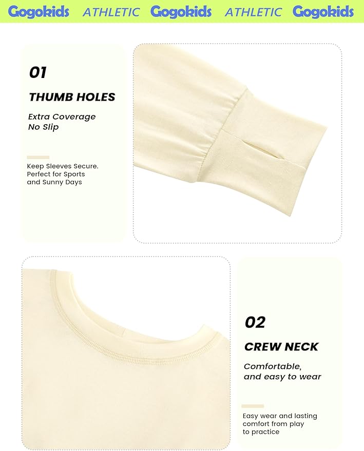 Gogokids Girls Shirts Long Sleeve Athletic Shirts Open Back Tops Active Sports Tshirts Yoga Workout Crop Tees 5-14 Years