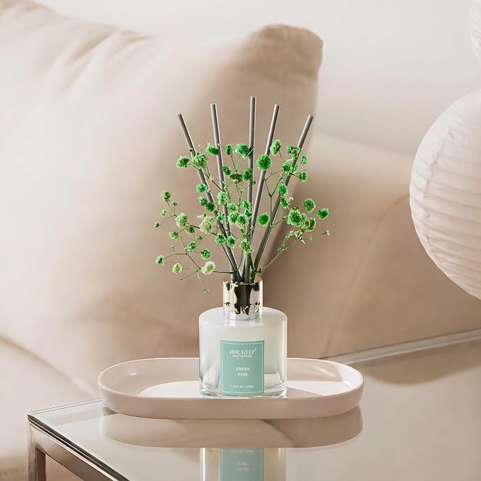 Airkeep Reed Diffuser Set,3.38 fl oz (100 ml) - Fresh Pine Oil Diffusers with 8 Reed Sticks, Home Fragrance Reed Diffuser for Bathroom Shelf Decor