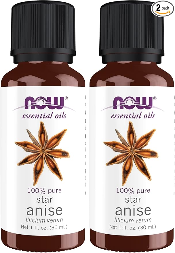 NOW Essential Oils, Anise Oil, Balancing Aromatherapy Scent, Steam Distilled, 100% Pure, Vegan, Child Resistant Cap, 1-Ounce (Pack of 2)